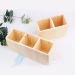 2 Grid  Wooden Pen Holder Desk Organizer - Image 2