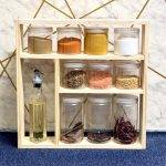 Wooden Kitchen Jar Orgnaizer With 10 pcs Jar & Oil jar
