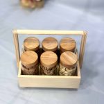 Wooden Spice Tray with 6 pcs glass jar - Image 4