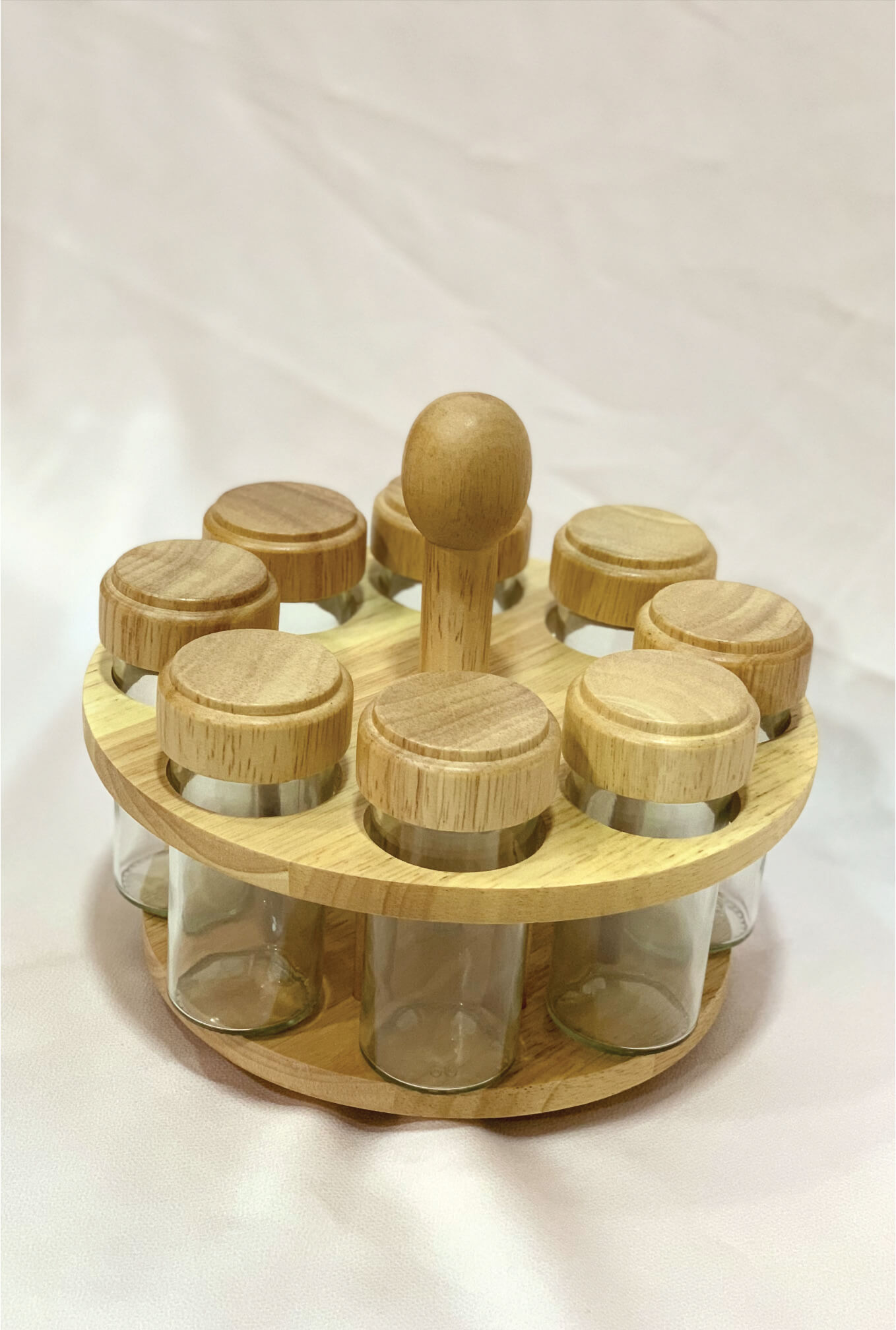 maskala-06.jpg Round Spice Rack With 8 Glass Jars - Image 2