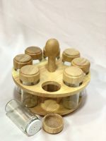 Round Spice Rack With 8 Glass Jars - Image 3