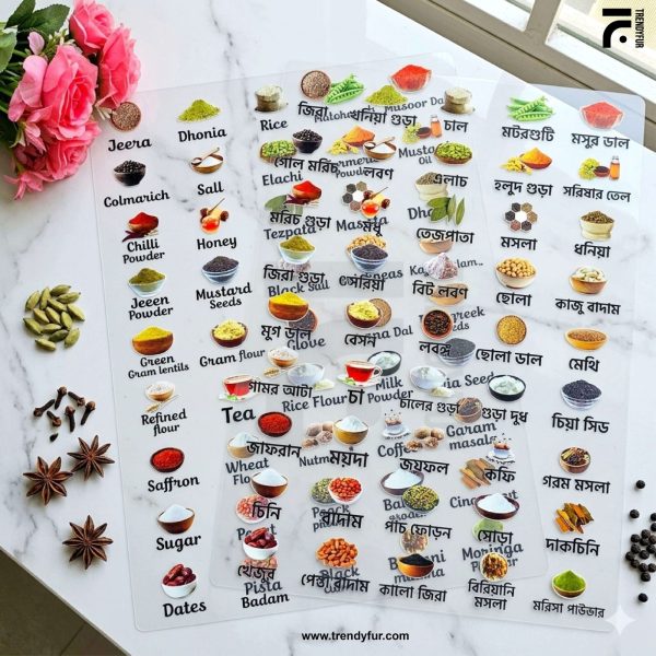 Bangla+English - Premium Permanent Kitchen Label Sticker