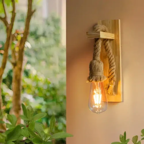Wooden Rope Retro Modern Wall Light