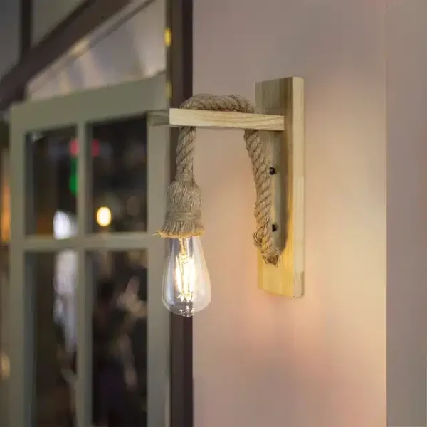 Wooden Rope Retro Modern Wall Light