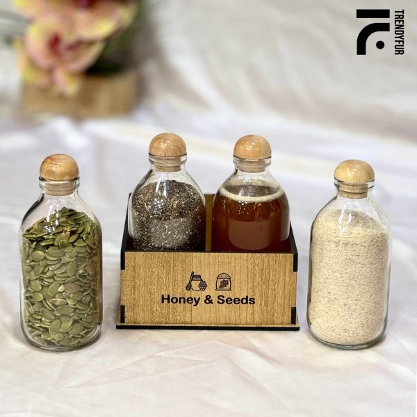 Honey & Seeds Jar With Holder